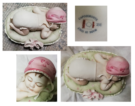 Figura de bebé, porcelana Capodimonte