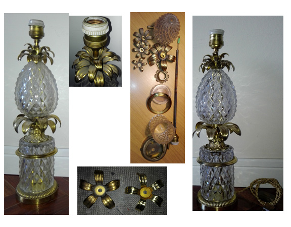 Lámpara vintage de cristal y latón