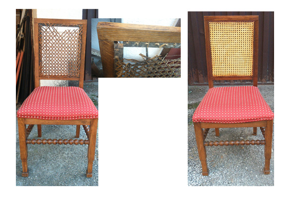 Silla con respaldo de rejilla