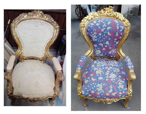 Sillón dorado: restauración y tapizado