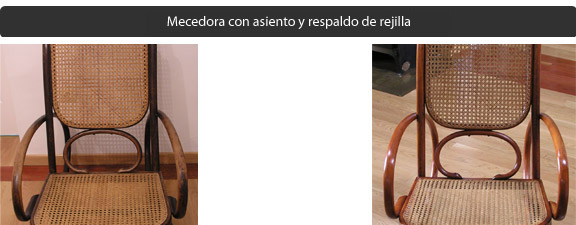 Mecedora con asiento y respaldo de rejilla