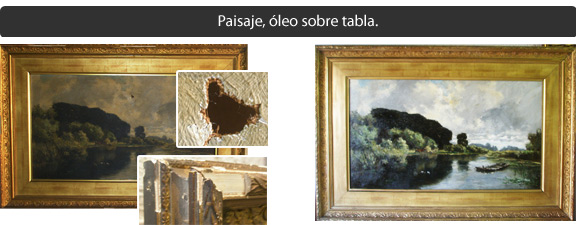 Paisaje, óleo sobre tabla